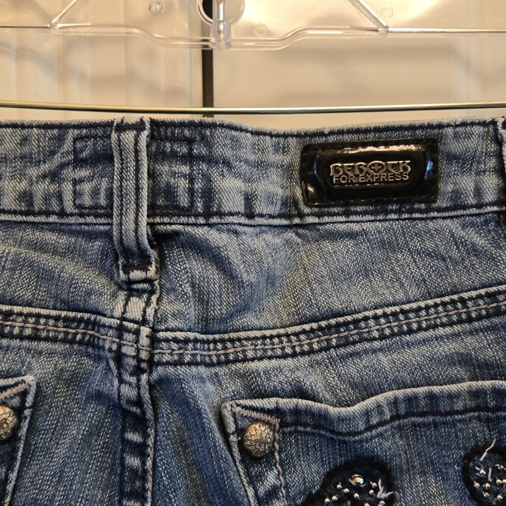Express Womens Rerock Y2k Blue Boot Cut Y2k Jeans with Subtle Fading πβ€οΈ - Picture 5 of 5